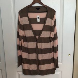 GAP Pink & Brown Stripe Cardigan XXL